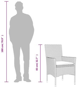 5 részes barna polyrattan/üveg kerti étkezőgarnitúra párnákkal