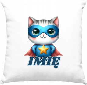 Gyerek párna Cica Hős +Név Fehér