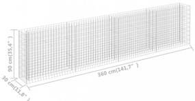 horganyzott acél gabion magaságyás 360 x 30 x 90 cm