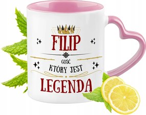 Fülöp bögre Rózsaszín, szív alakú füllel Kávé ajándék