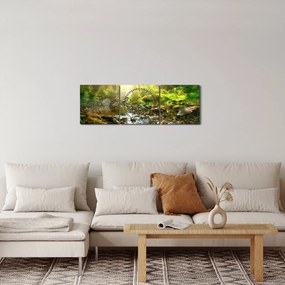 Egy folyó zöld erdőben képe (órával) (90x30 cm)