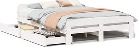 vidaXL fehér tömör fenyőfa ágy matrac nélkül 150 x 200 cm