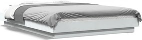 vidaXL fehér szerelt fa ágykeret LED-del 140 x 190 cm