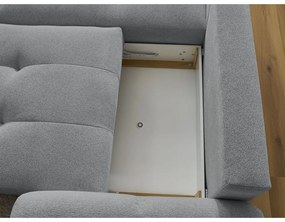 Szürke zsenília kinyitható-tárolóhelyes sarokkanapé (bal oldali-heverő résszel) Roxelane – Bobochic Paris