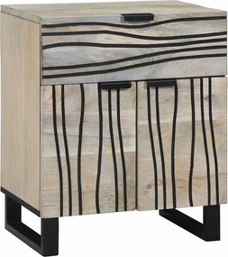 vidaXL Éjjeliszekrény Fehér és fekete 50 x 33 x 60 cm Tömör akácfa