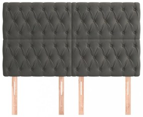 4 db sötétszürke bársony fejtámla 72 x 7 x 78/88 cm