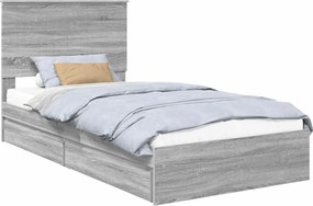 vidaXL Tárolós Ágy fejtámlával Szürke Sonoma 100 x 200 cm Faanyag