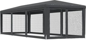 Antracit HDPE rendezvénysátor 8 hálós oldalfallal 3x9 m