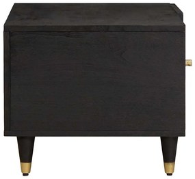 vidaXL Dohányzóasztal Fekete 80 x 50 x 40 cm Tömör Mangófát