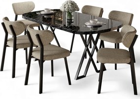 Axton étkezőgarnitúra, fekete márvány-cappuccino, 168 cm – TR240CHR2722