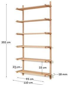 Natúr színű tölgyfa moduláris polcrendszer 110x202 cm Sitra – Kave Home