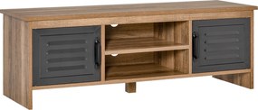HOMCOM TV állvány 42"-es tévékhez, 2 zárt rekesszel fém ajtókkal és 2 nyitott polccal, modern nappali bútor, TV asztal 109x35x38 cm, természetes fa és