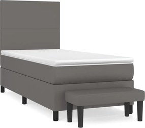 vidaXL szürke műbőr rugós ágy matraccal 90x190 cm
