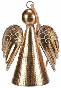 Függő fém karácsonyi dekoráció Angyal harang 24cm, arany