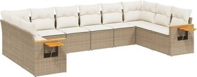 vidaXL 10 részes bézs polyrattan kerti ülőgarnitúra párnával
