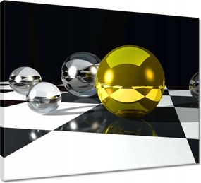 Vászonkép 50x40 Sárga gömb a sakktáblán