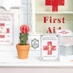 Szögletes fehér Pharmacie fa gyógyszeres kis szekrény 24x13x30cm