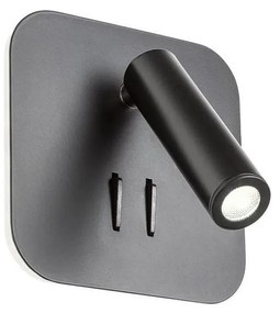 Redo 01-1492 - QUDA LED fali lámpa LED/6W/230V + LED/3W CRI 90 USB fekete