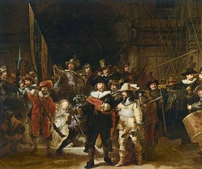 Rembrandt Harmensz. van Rijn (1606-69) - Festmény reprodukció The Nightwatch, 1642, (40 x 35 cm)