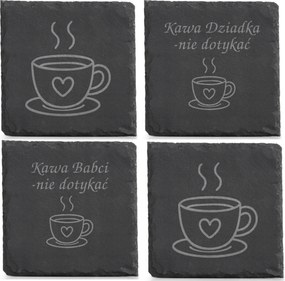 Kő alátétek x4 Ajándék Nagyinak és Nagypapának Kávé Nagymama Kávé Nagypapa