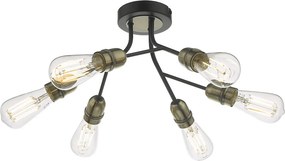 Dar lighting loft vintage mennyezeti lámpa remy antik sárgaréz fekete darrem0654