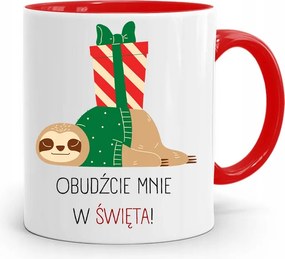 Piros Karácsonyi Bögre Mikulás Karácsonyfa Alá, fényképes nyomattal