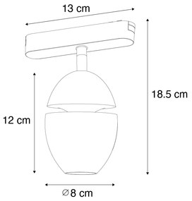 Modern fekete spotlámpa 1 fázisú sínrendszerhez, LED-del - Magnetic Eggy