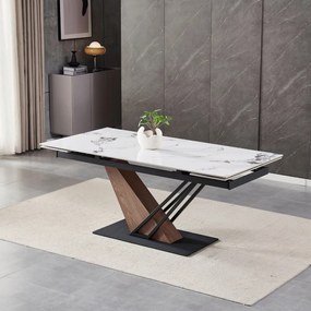 Fehér Márvány/Tölgy Színű Bővíthető Étkezőasztal. REX 2 180-240 cm