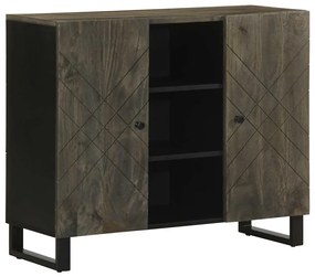 komód fekete 90x33x75 cm tömör fa mangó