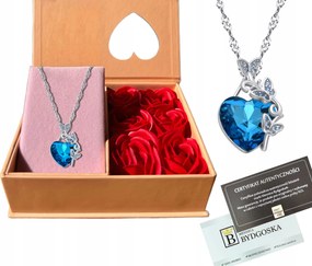 Ezüst nyaklánc női kristály szív ékszerdoboz rózsa ezüst aranyozott