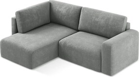Szürke zsenília kinyitható-tárolóhelyes sarokkanapé (bal oldali-L alakú) Kona – Makamii