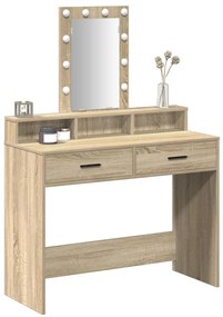 LED világítással ellátott sminkasztal Sonoma tölgy 100x41x140 cm
