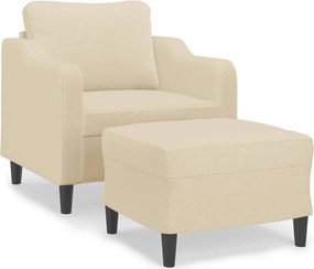 vidaXL krémszínű szövet kanapéfotel lábtartóval 60 cm