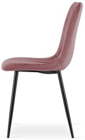 Rózsaszín étkezőszék LAVA bársony fekete lábakkal