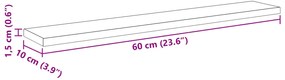 Könyvespolc Rács - 4 Fekete Tölgy Színben, 60x10x1.5 cm - Mérnöki Fából Készült