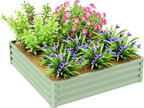 Outsunny Emelt Kertágy, Virágtartó, Zöldségágy, Ültetődoboz, Fűszerágy Kerthez, Teraszhoz, Erkélyhez, Acél, Zöld, 120 x 120 x 30 cm | Aosom