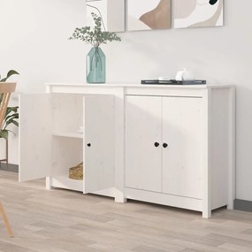 fehér 2 db tömör fenyőfa tálalószekrény 70 x 35 x 80 cm