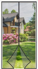 Szúnyogháló Ajtóra Mágneses Fekete 95x200 Nagy Tömör 2 Mágnes