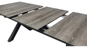 Kihúzható kerti asztal, kerámialap tölgy dekorral 200+60x100x77 cm, alumínium szerkezet