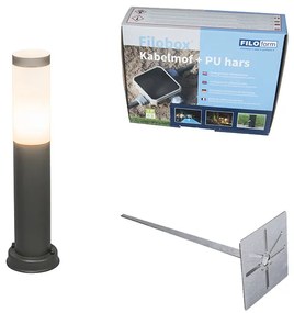 Kültéri lámpaoszlop antracit 45 cm IP44 - Rox talp és kábelcsatlakozóval
