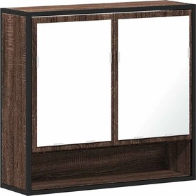 vidaXL barna tölgy szerelt fa tükrös fürdőszobaszekrény 65x20x60 cm