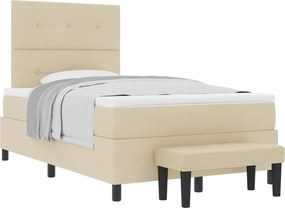 vidaXL Boxrugós ágy matracmal fejtámlával Krém 120 x 200 cm szövet