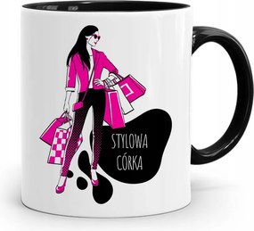 Bögre Fekete Ajándék Lányának Stílusos Lánya fényképes nyomtatással