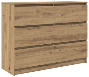 kézműves tölgy színű szerelt fa tálalószekrény 100x35x76 cm