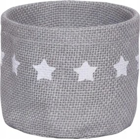 Juta virágtartó fedél, juta virágtartó, csillagsor 12,5 x⌀14 cm szürke