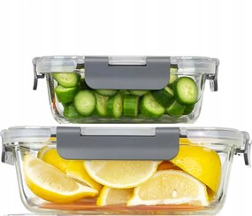 Üveg tárolók Fedéllel 2 db-os szett Hőálló Légmentesen záródó