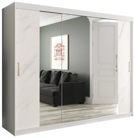 Ruhásszekrény 250 cm Marbelo T2 (matt fehér + fehér márvány). 1064604