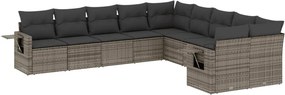 vidaXL 10 részes szürke polyrattan kerti ülőgarnitúra párnákkal