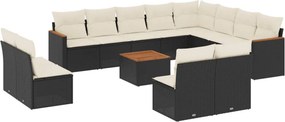 vidaXL 13 részes fekete polyrattan kerti ülőgarnitúra párnákkal