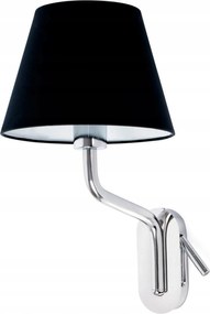 Faro Eterna fali lámpa, bal oldali króm/fekete, Led olvasólámpával